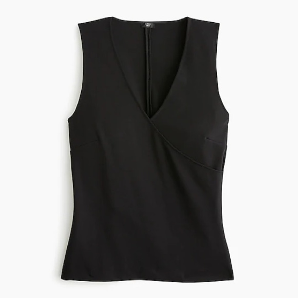 J. Crew - Faux-wrap Sleeveless Top in Eco Ponte